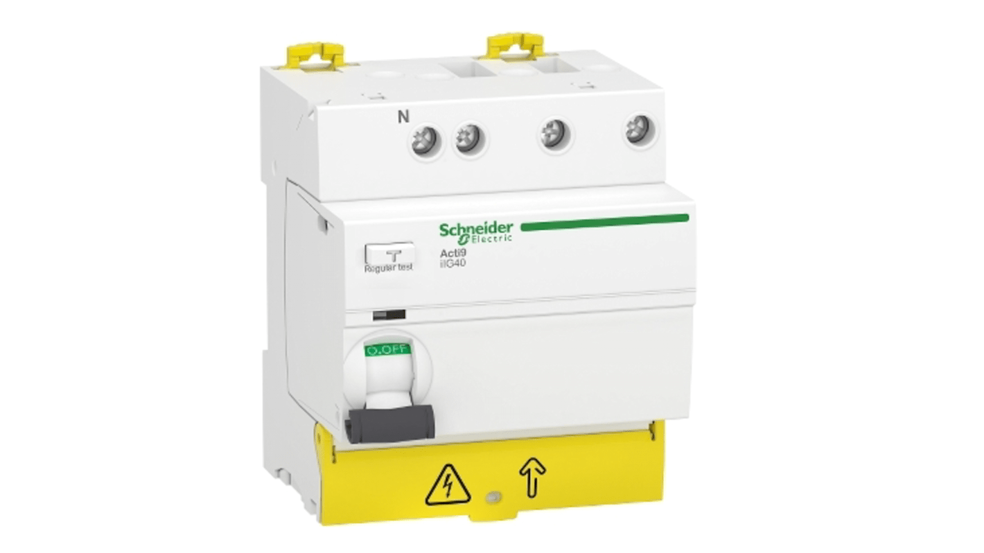 Interrupteur différentiel Schneider Electric Acti9 iIG40, 3P+N Pôles, 63A, 300mA, Type AC