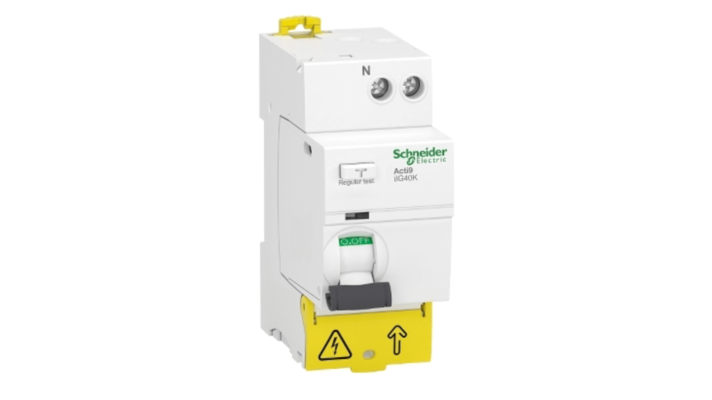 Schneider Electric Acti9 iIG40K RCCB, 40A, 1P+N Pole, 300mA, Type AC, 220 → 240V ac