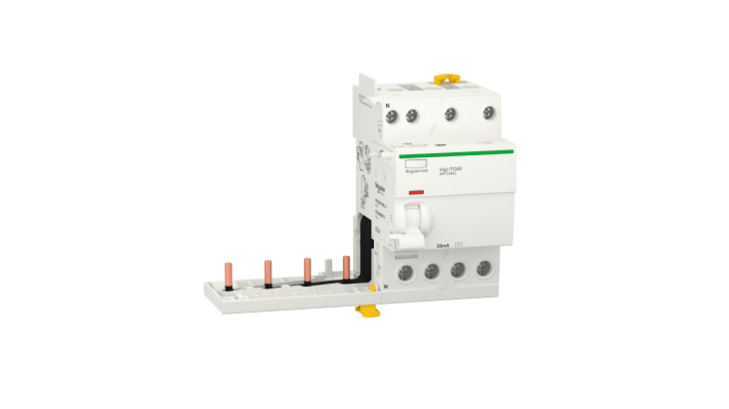 RCCB Schneider Electric, 63A Tipo AC, 4 Polos, 30mA Acti9 400V ac