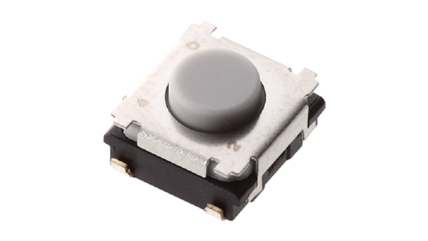 Black, Grey Push Plate Tactile Switch, SPST 20 mA Surface Mount