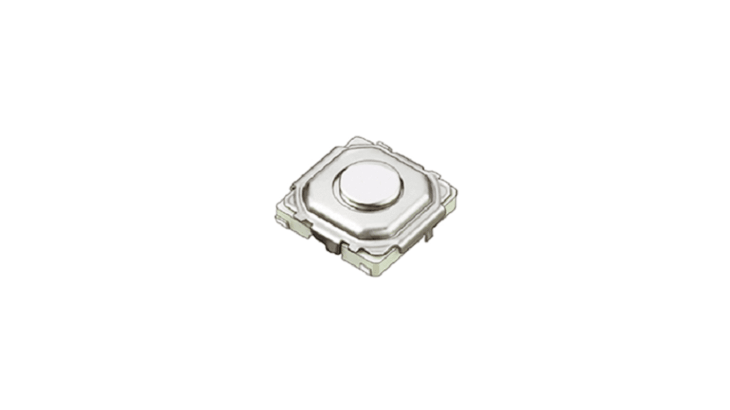 Silver Push Plate Tactile Switch, SPST 20 mA Surface Mount