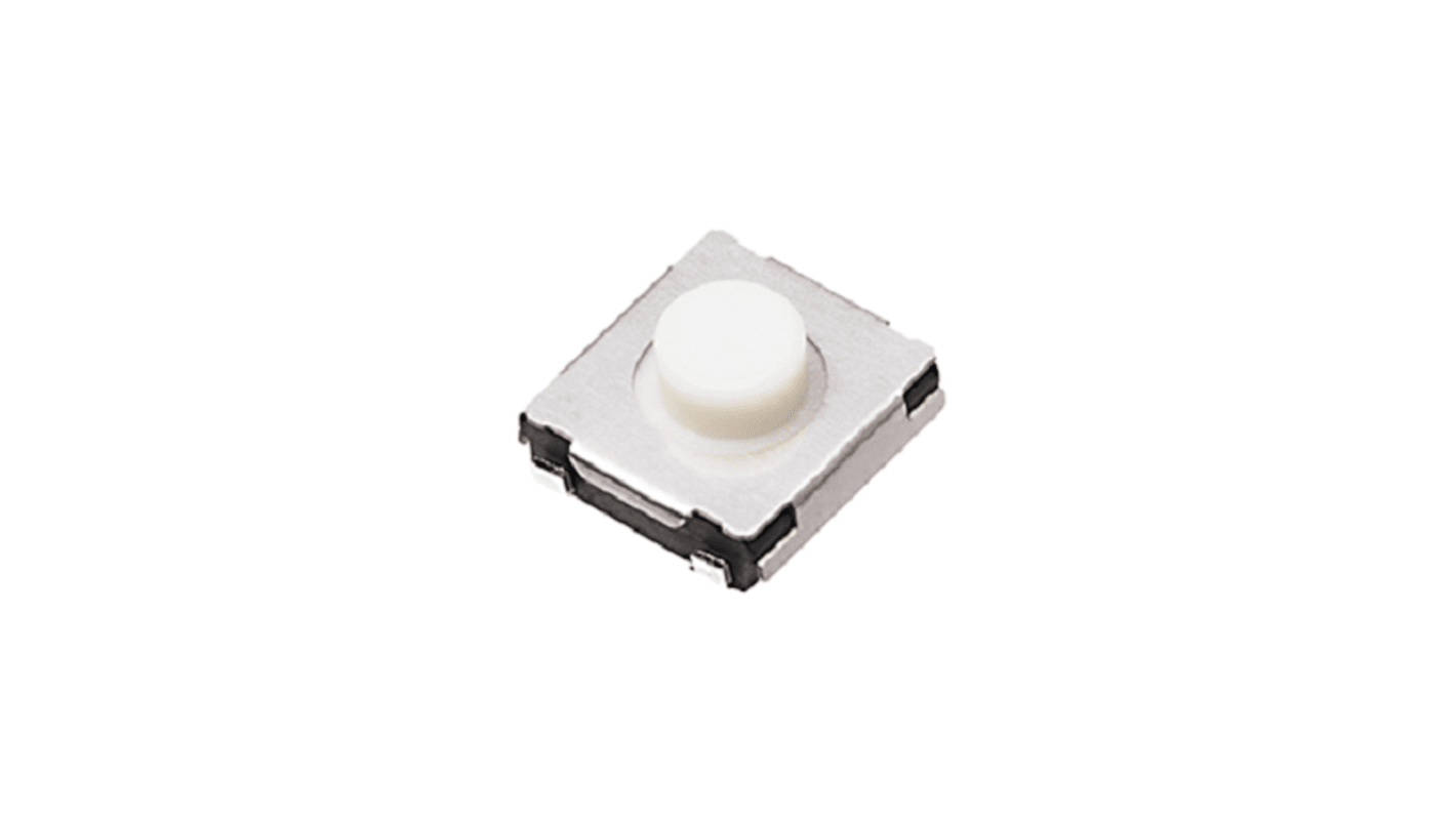 White Push Plate Tactile Switch, SPST 20 mA Surface Mount