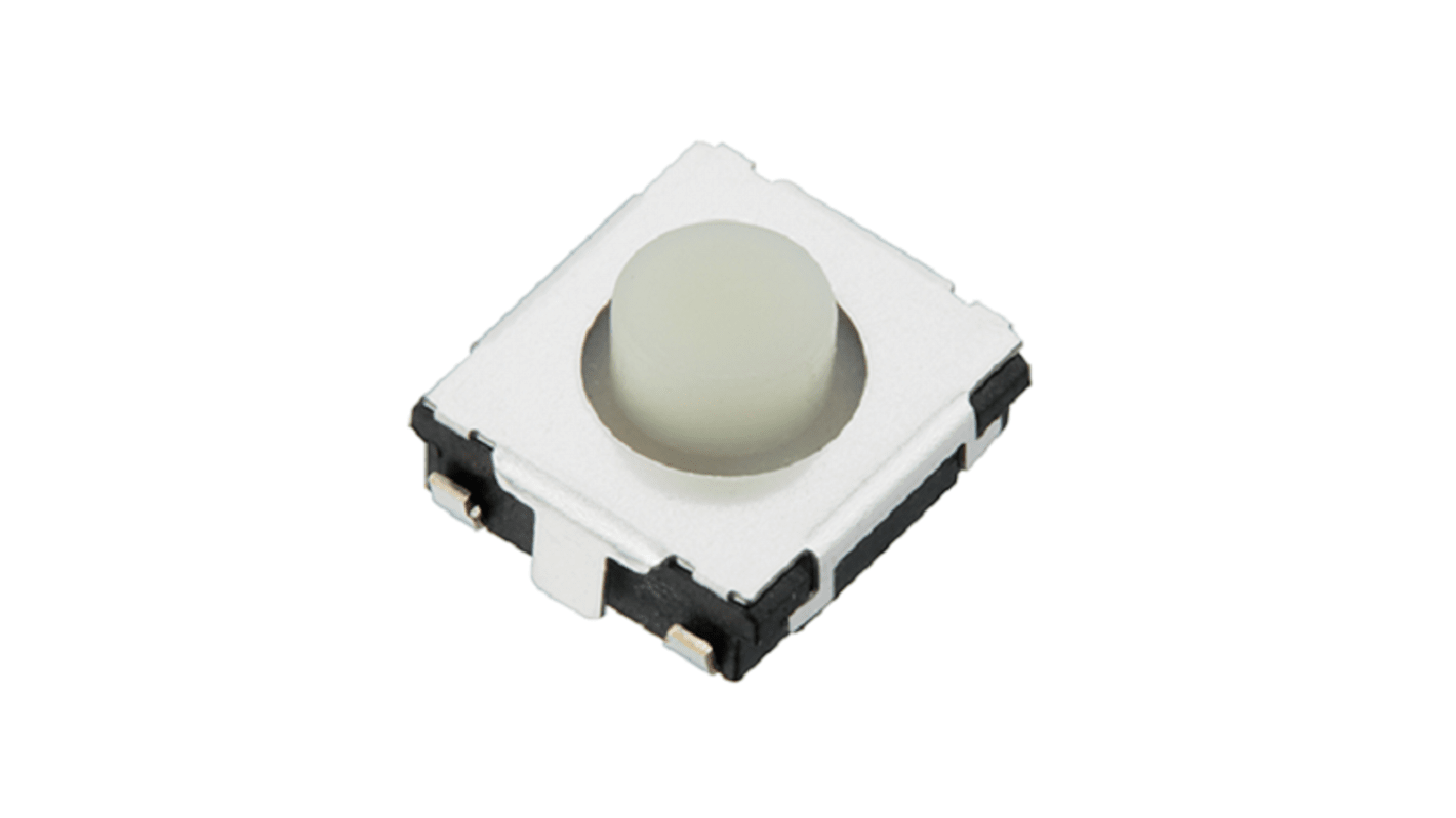 White Push Plate Tactile Switch, SPST 20 mA Surface Mount