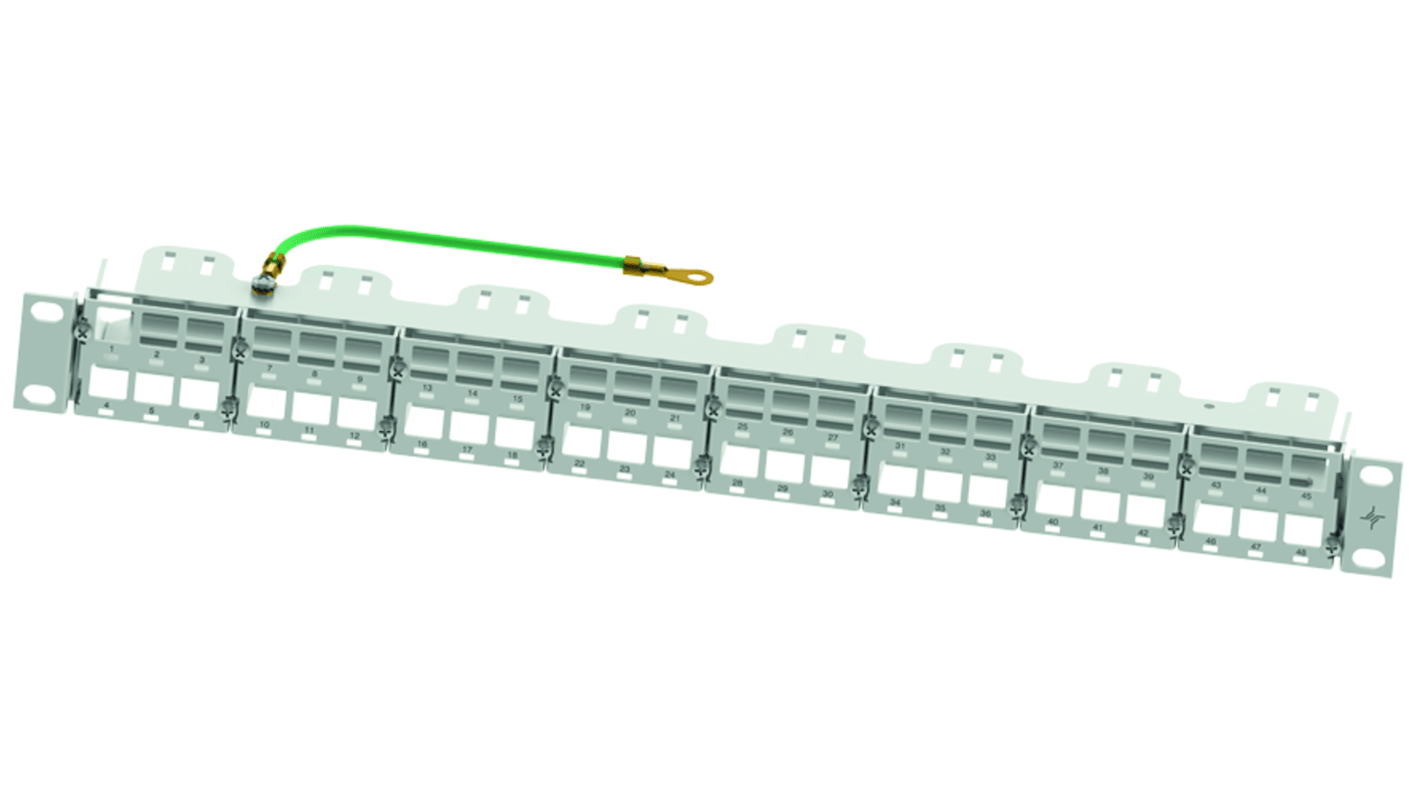 Telegartner RJ patchpanel, Cat5e, Cat6, Cat6a, 48 Porte, RJ45, Afskærmet, uafskærmet, 1U, Sort, Telegartner Data Serien