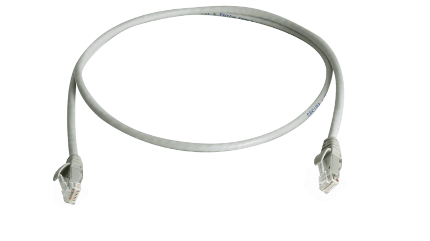 Cable Ethernet Cat6 U/UTP Telegartner de color Gris, long. 1m, funda de LSZH, Libre de halógenos y bajo nivel de humo