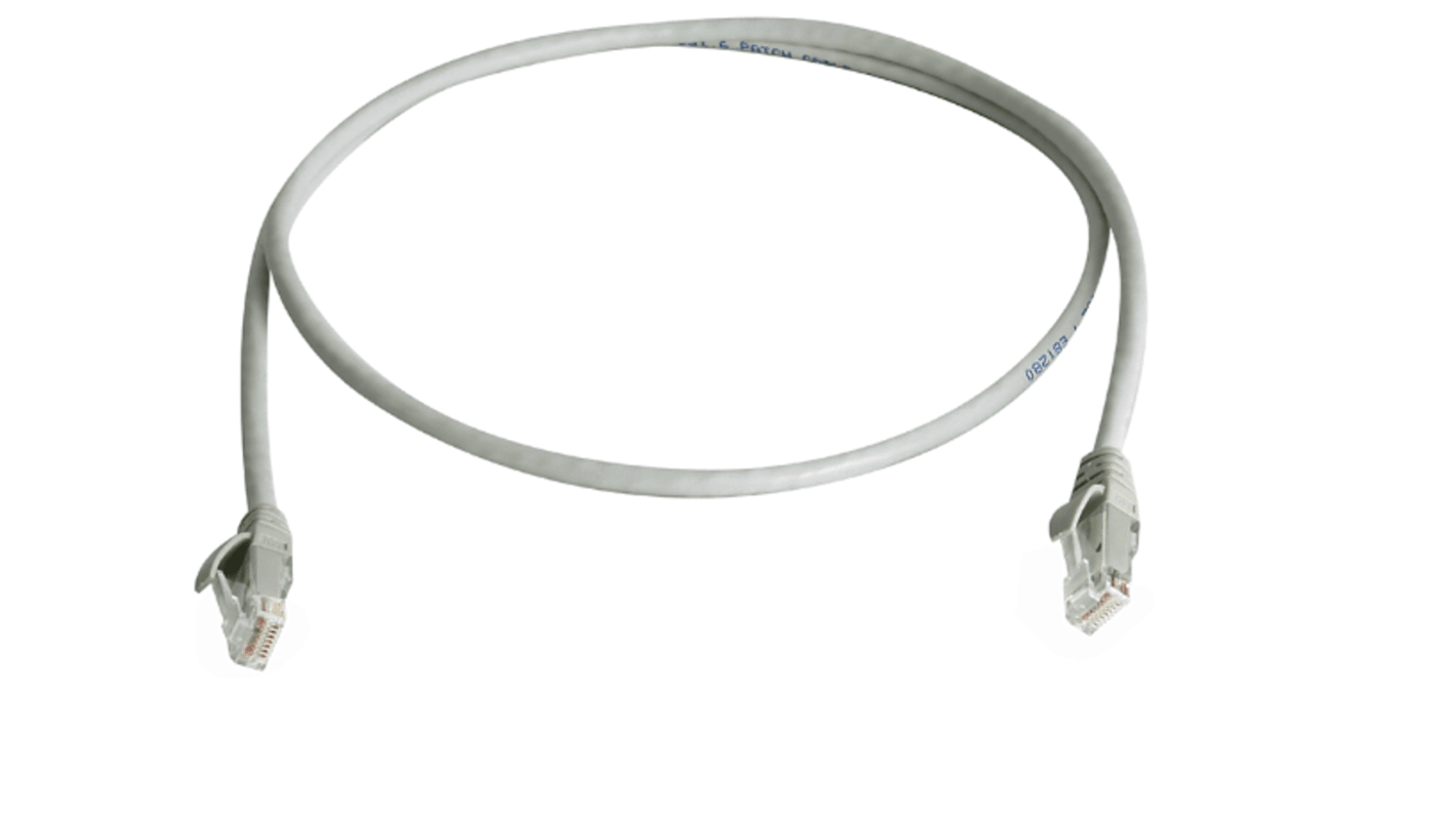 Cable Ethernet Cat6 U/UTP Telegartner de color Gris, long. 1m, funda de LSZH, Libre de halógenos y bajo nivel de humo