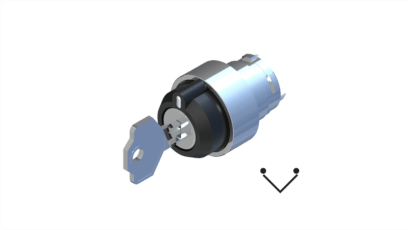 RS PRO Schlüsselschalterkopf 22.5mm 2 Positionen Dauerschaltung IP 65