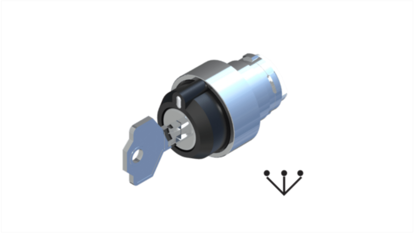 RS PRO Schlüsselschalterkopf 22.5mm 3 Positionen Dauerschaltung IP 65