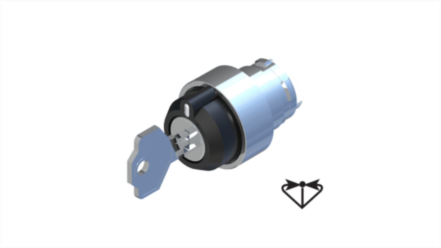 RS PRO Schlüsselschalterkopf 22.5mm 3 Positionen mit Federrückstellung IP 65