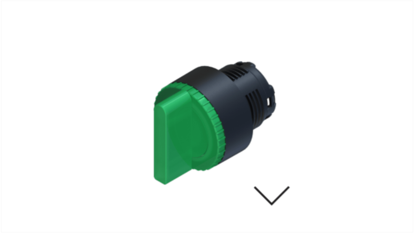 RS PRO 2 Position Selector Switch Head, 22.5mm Cutout, Green Handle