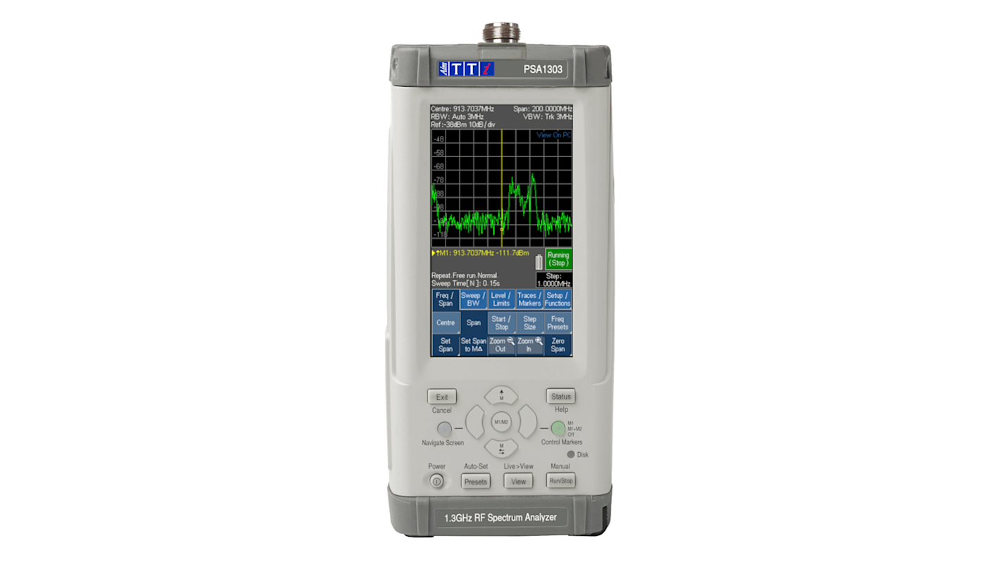 Aim-TTi PSA Series 3 Handheld Spektrumanalysator, 1.3GHz, 1 MHz / 1.3GHz, USB