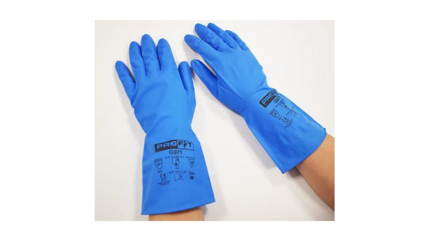 Guantes de Nitrilo Azul Pro Fit, talla 9, Resistentes a la abrasión, Resistentes a sustancias químicas