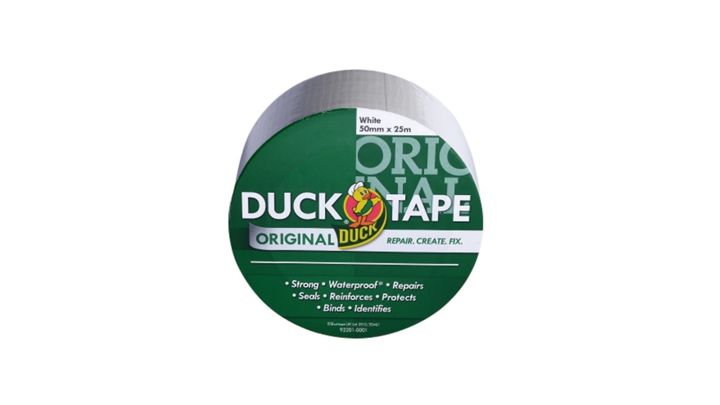 DUCK TAPE Duck Tape 232335 Duct Tape, 25m x 50mm, White, Gloss Finish