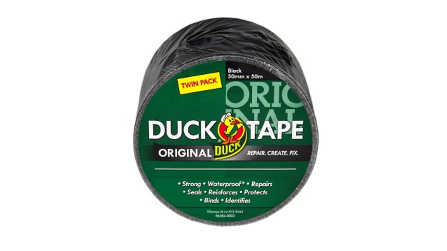 DUCK TAPE Duck Tape 232336 Duct Tape, 50m x 50mm, Black, Gloss Finish