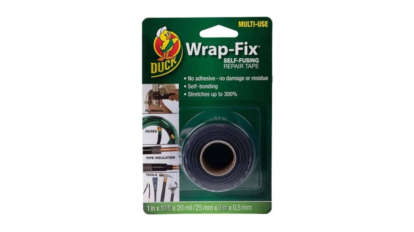 Cinta autosoldable DUCK TAPE 283037 de color Negro, 25mm x 3m, grosor 0.5mm