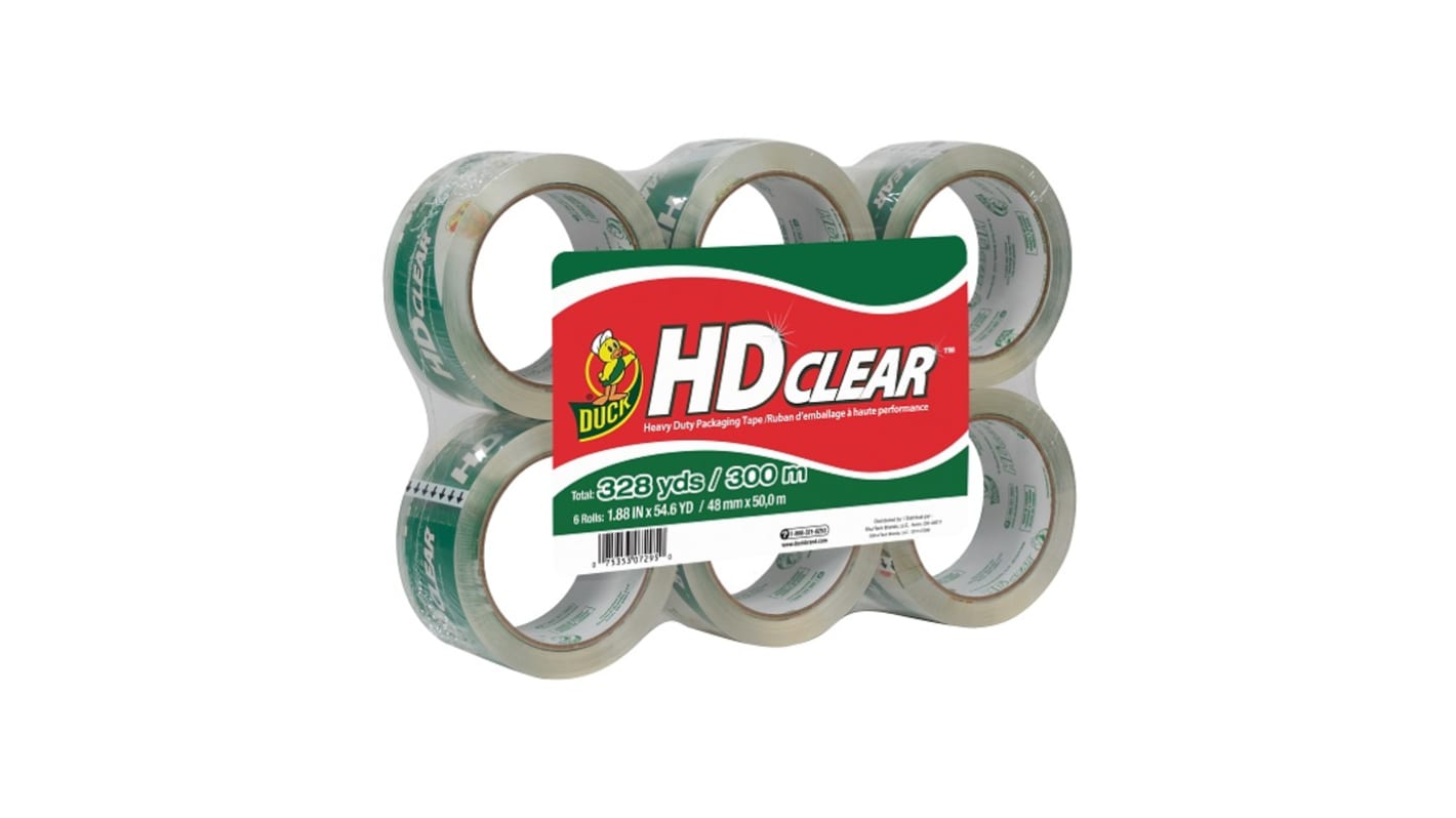 DUCK TAPE 287084 Clear Packing Tape, 50m x 48mm