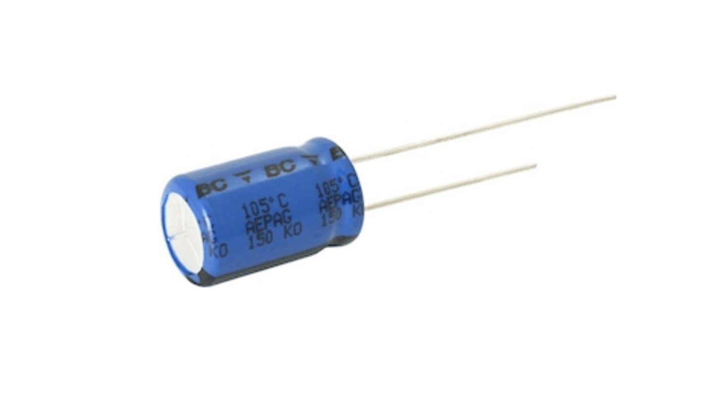 Condensador electrolítico Vishay, 2200μF, 16V dc, Radial, Orificio pasante, 12.5 x 25mm, paso 5mm