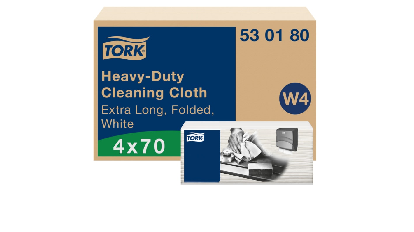 Tork White Non Woven Fabric Cloths for Industrial Cleaning, Box of 70
