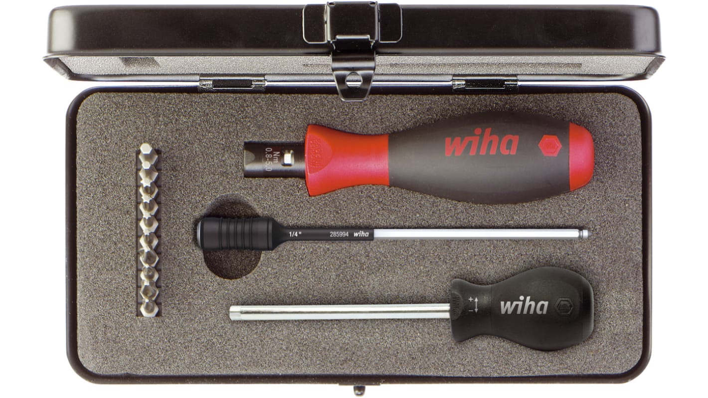 Wiha トルクドライバ 3.0 mm、4.0 mm、PH1 mm、PH2 mm、PZ1 mm、PZ2 mm、T10 mm、T15 mm、T20 mm、T25 mm 調整可能 0.8 → 5Nm