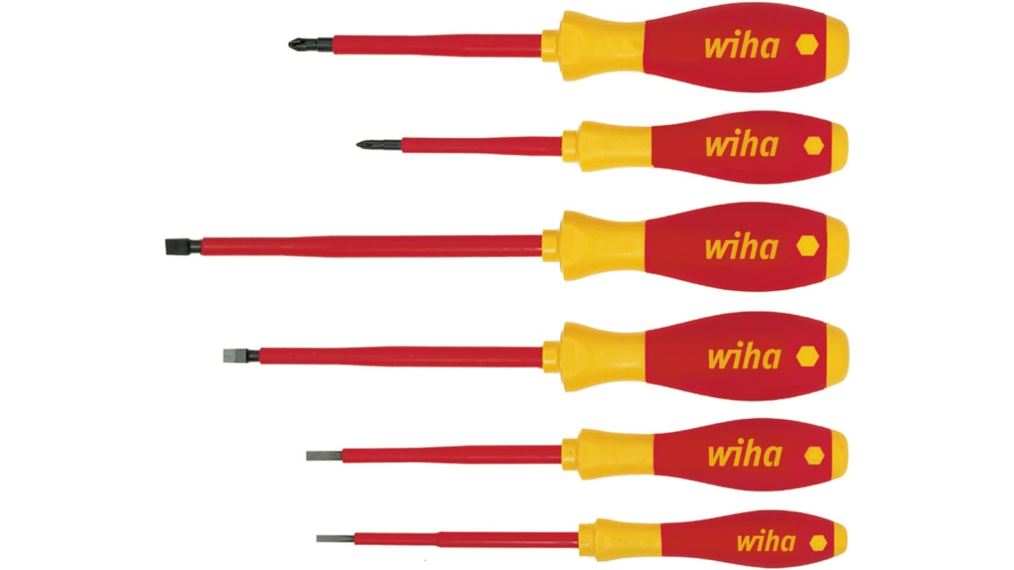 00833 Wiha Tools Slotted Insulated Screwdriver Set, 6Piece RS