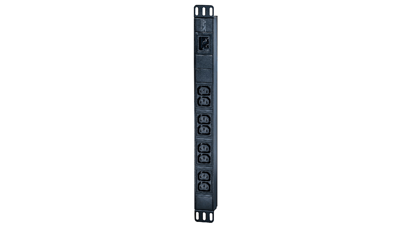 Unidad de distribución APC EPDU1016B, 8 conectores, Montaje en Rack, Cable 2.5m, 16A, 230 V IEC 60320 C20 EPDU Negro