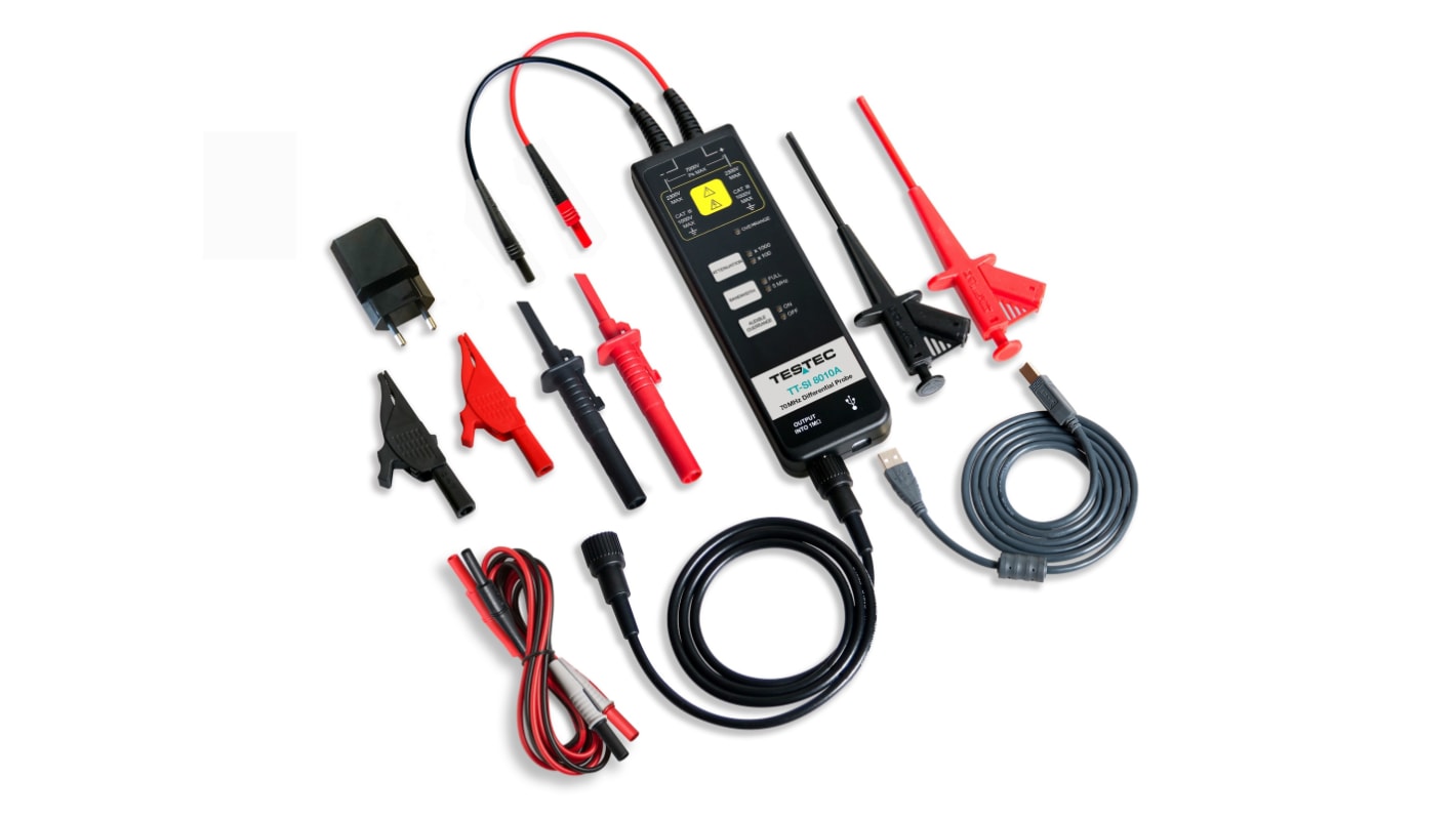 Testec 8000 Series TT-SI 8010A Oscilloscope Probe, Active, Differential Type, 70MHz, 1:100 / 1:1000dB, BNC Connector