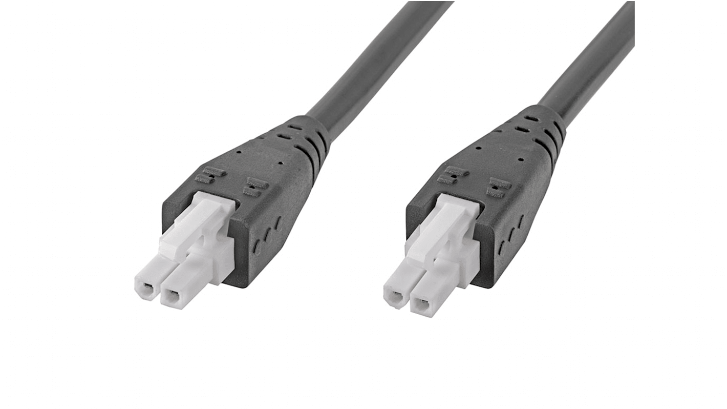 Conjunto de cables Molex Mini-Fit Jr. 215330, long. 1m, Con A: Hembra, 2 vías, Con B: Hembra, 2 vías, paso 4.2mm