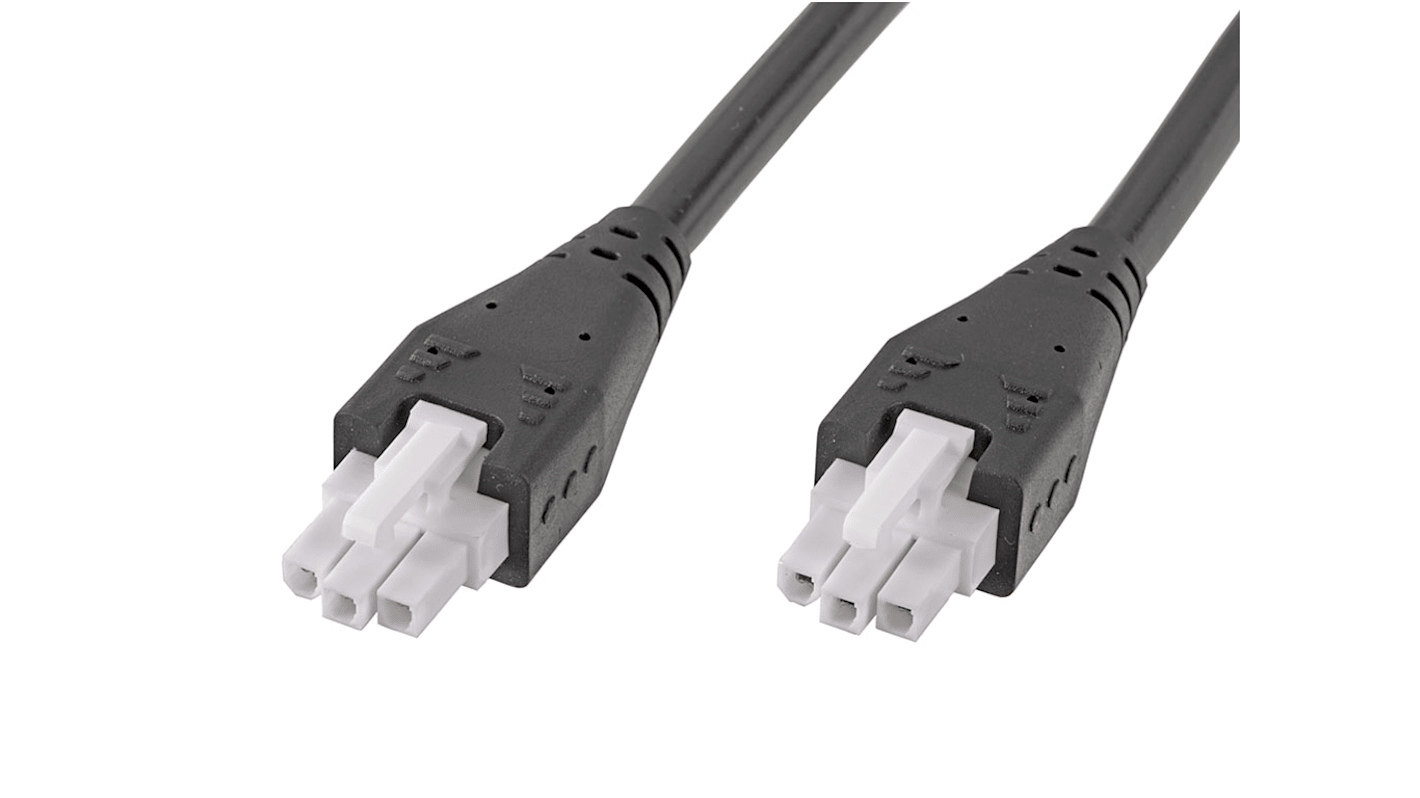 Conjunto de cables Molex Mini-Fit Jr. 215330, long. 500mm, Con A: Hembra, 3 vías, Con B: Hembra, 3 vías, paso 4.2mm