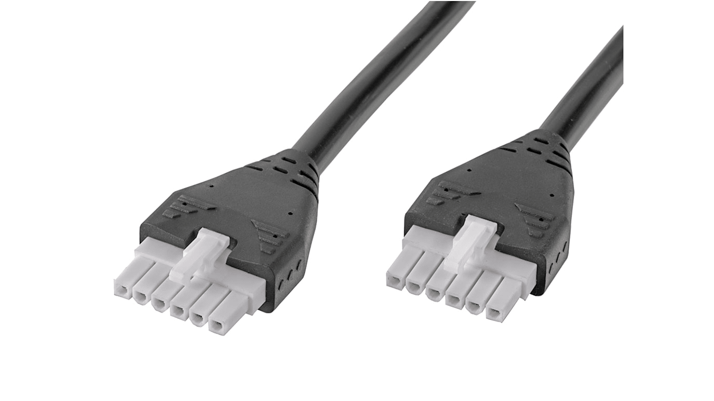 Conjunto de cables Molex Mini-Fit Jr. 215330, long. 2m, Con A: Hembra, 6 vías, Con B: Hembra, 6 vías, paso 4.2mm