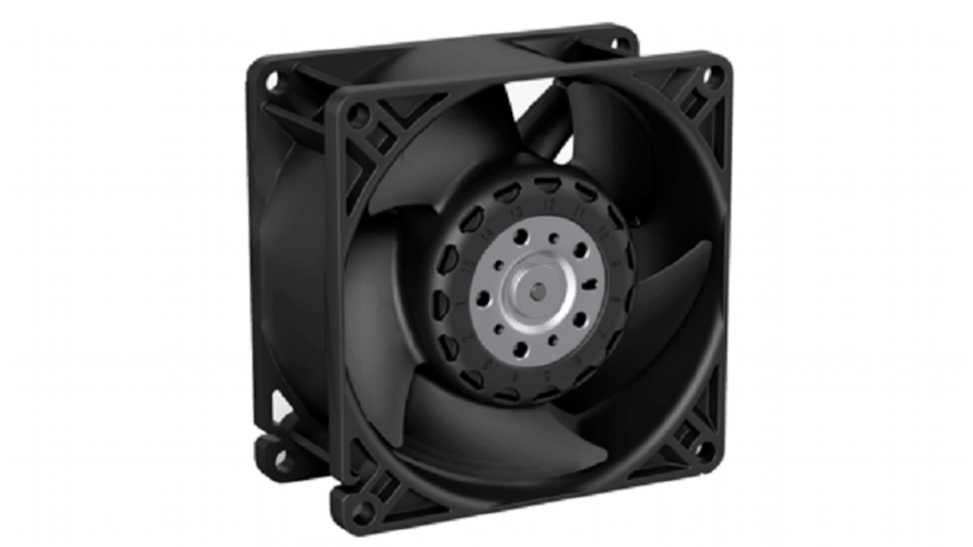 Ventilador Axial ebm-papst de 80 x 80 x 38mm, 24 V dc, 25W, caudal 178m³/h, salida PWM, tacómetro