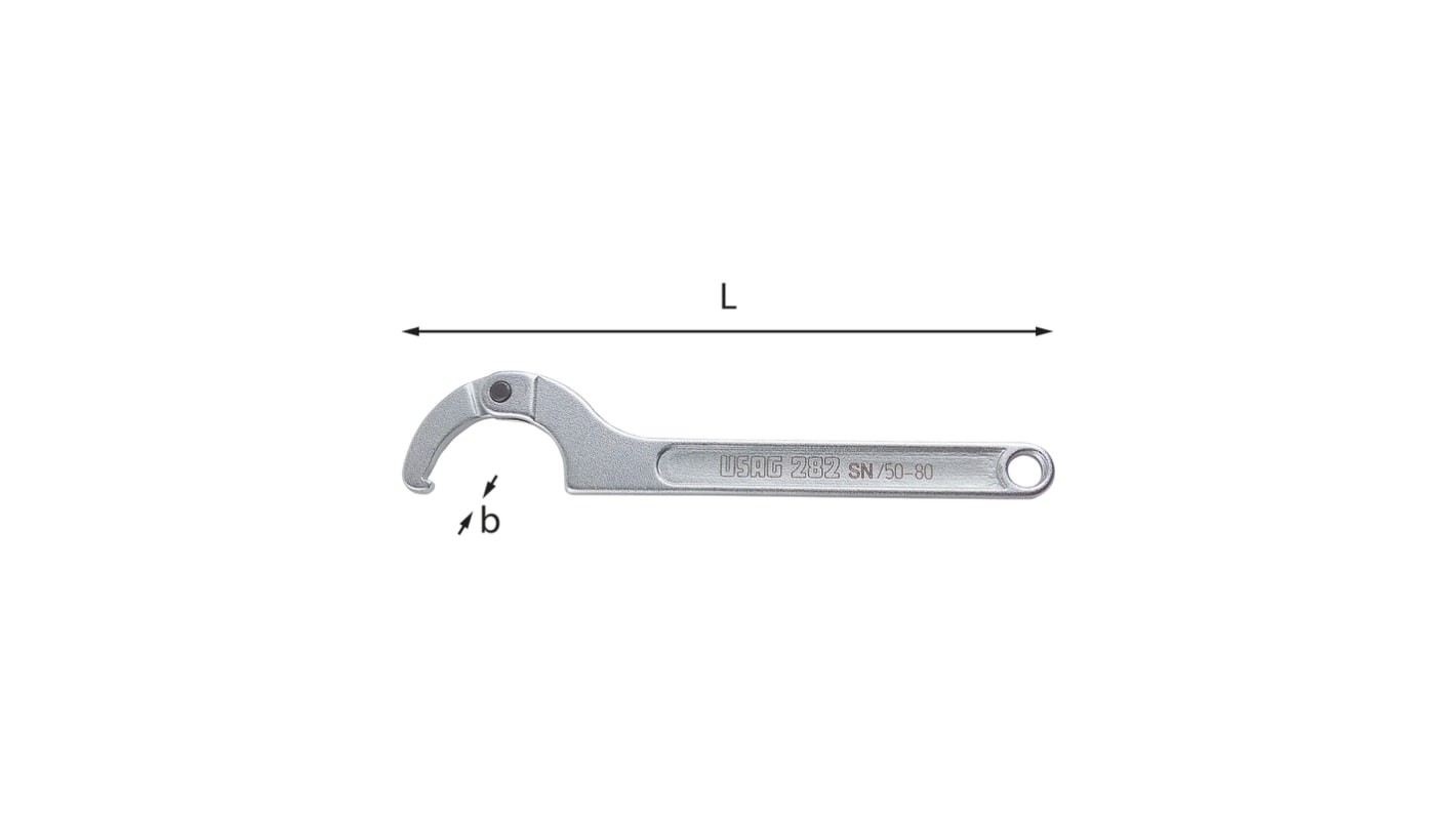 Chiave a settore Usag, ganascia da 15mm, L. 168 mm