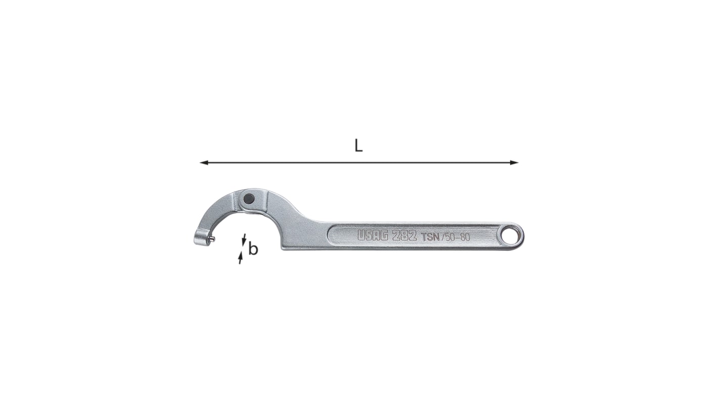 Chiave a settore Usag, ganascia da 15mm, L. 168 mm