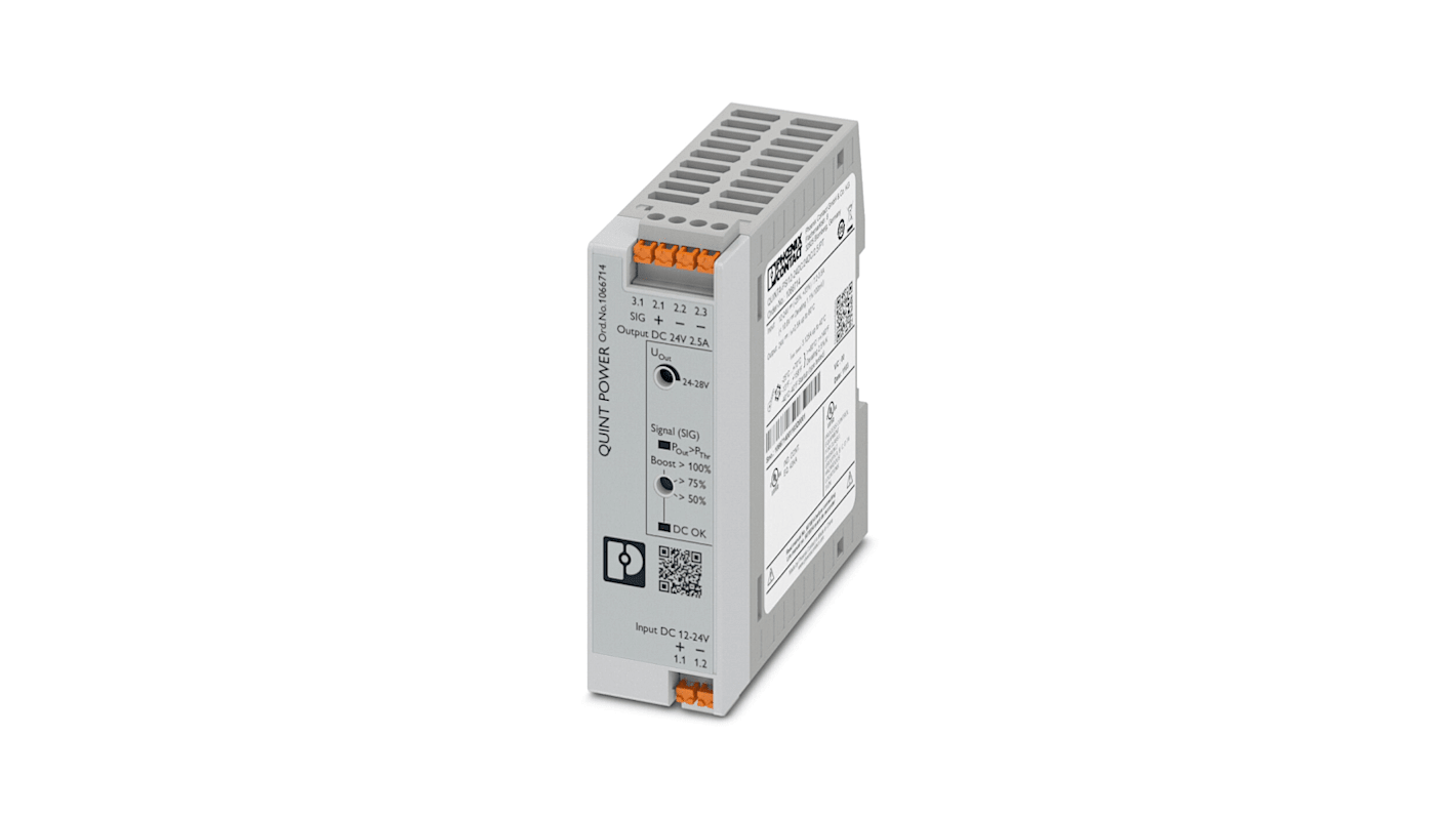 Convertisseur DC-DC Phoenix Contact, QUINT POWER, Rail DIN, 60W, 24V c.c.