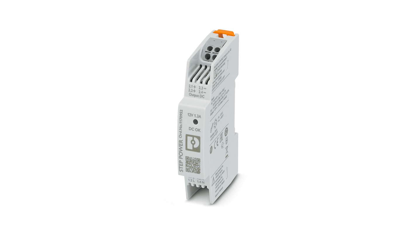 Phoenix Contact STEP POWER STEP3-PS/1AC/12DC/1.3/PT Getaktet Netzteil, 100 → 240 V ac / 110 → 250V dc,