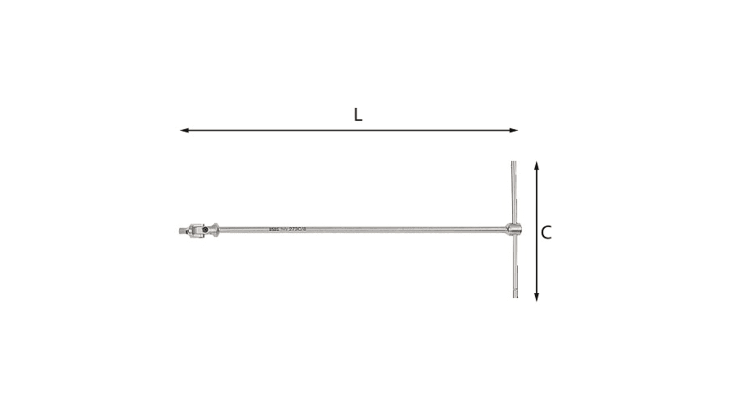 Chiave a brugola a T Usag, Metrico, 4mm, con braccio Corto