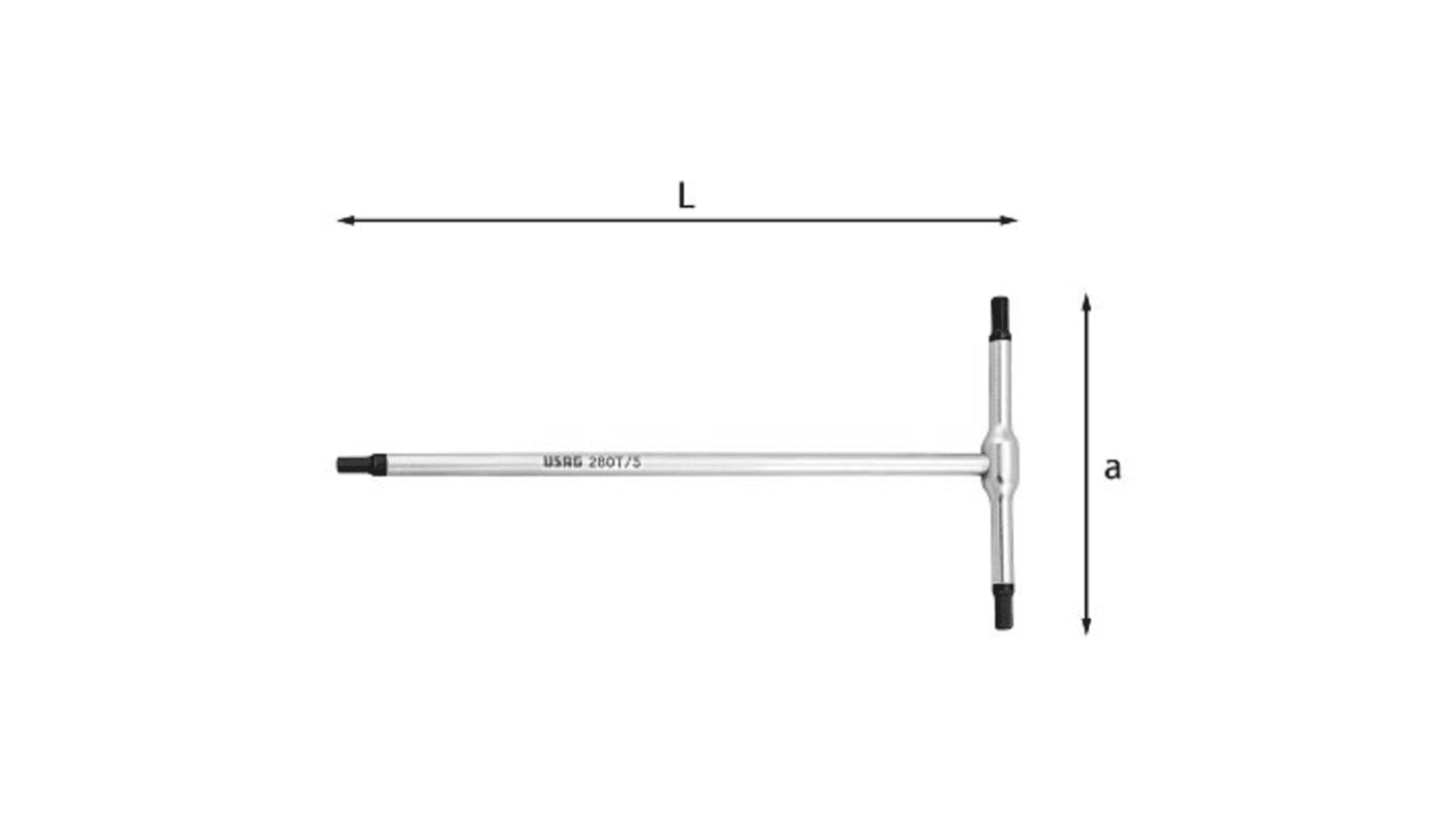 Chiave a brugola a T Usag, Metrico, 3.5mm, con braccio Corto