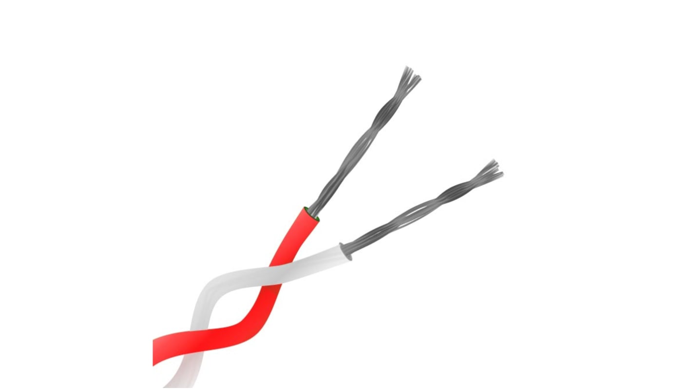 RS PRO Type K Thermocouple Cable/Wire, 100m, Unscreened, PFA Insulation, +260°C Max, 1/0.2mm