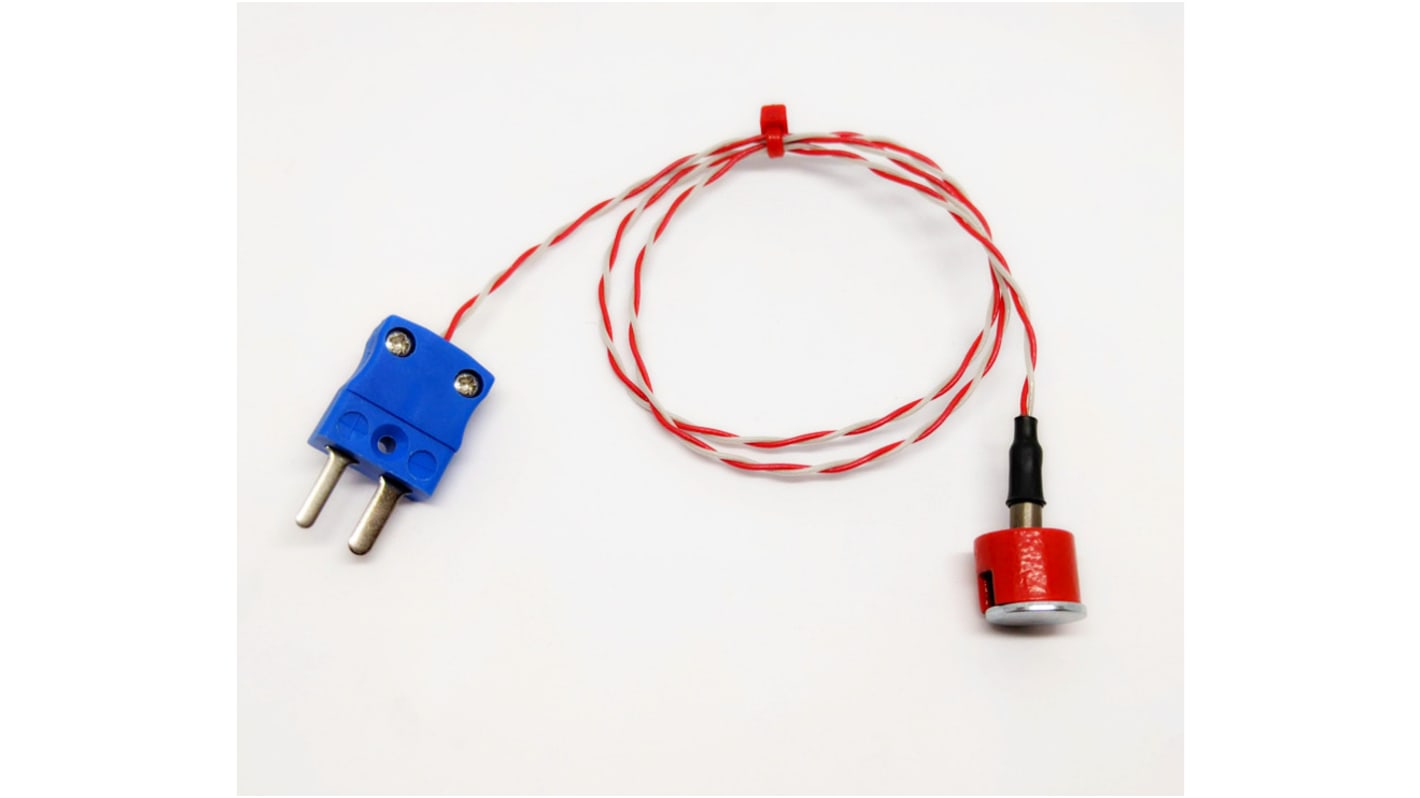 Thermocouple avec bouton magnétique RS PRO type K Ø 7/0.2mm, L 2m, +250°C max à Fiche mâle miniature