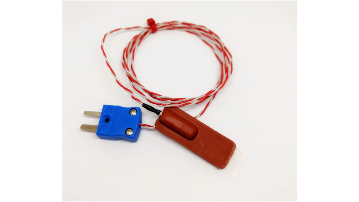 Thermocouple en caoutchouc RS PRO type K Ø 40 x 13 x 5mm, L 2m, +150°C max à Fiche mâle miniature