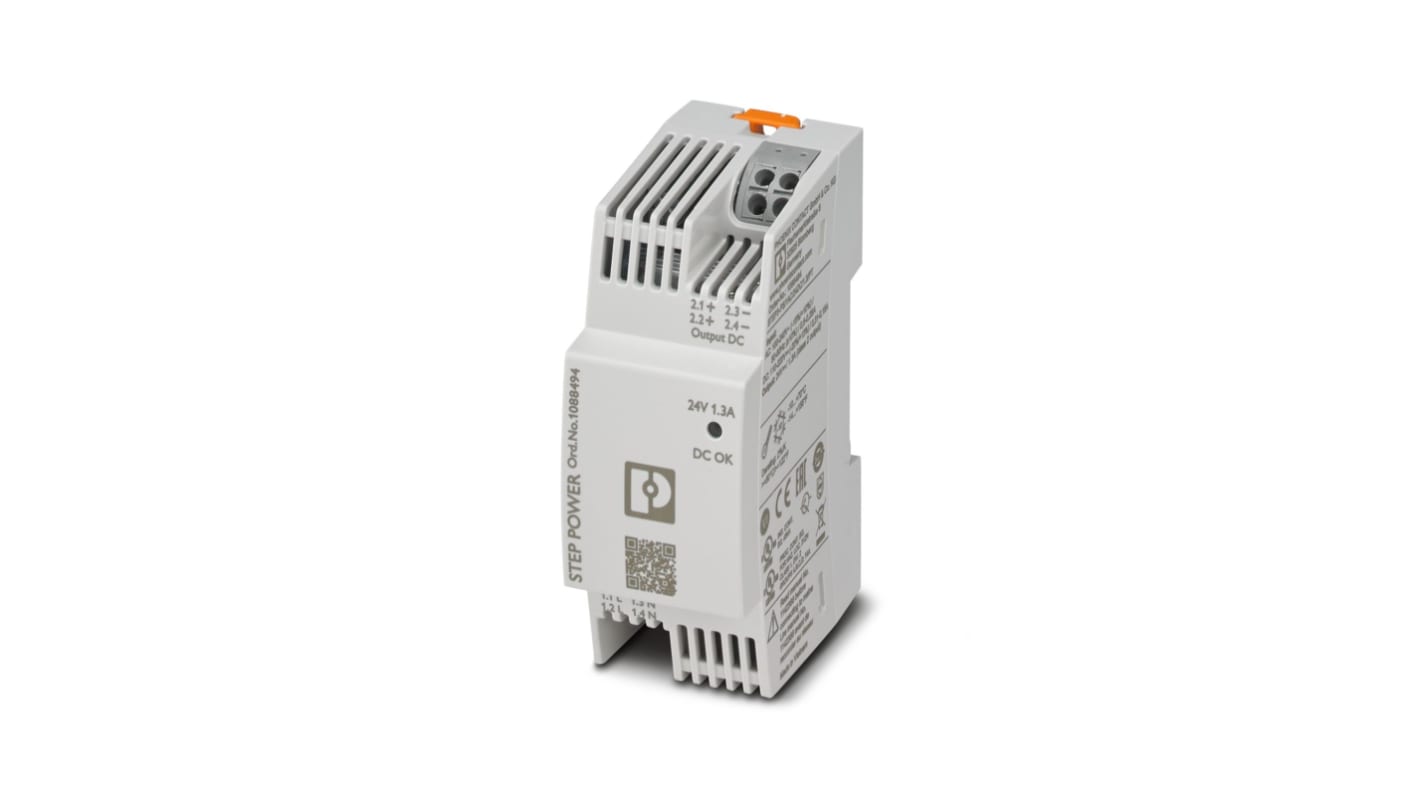 Phoenix Contact STEP3 Switched Mode PSU, 100 → 240 V, 110 → 250 V ac Input, 24V dc dc Output, 1.3A