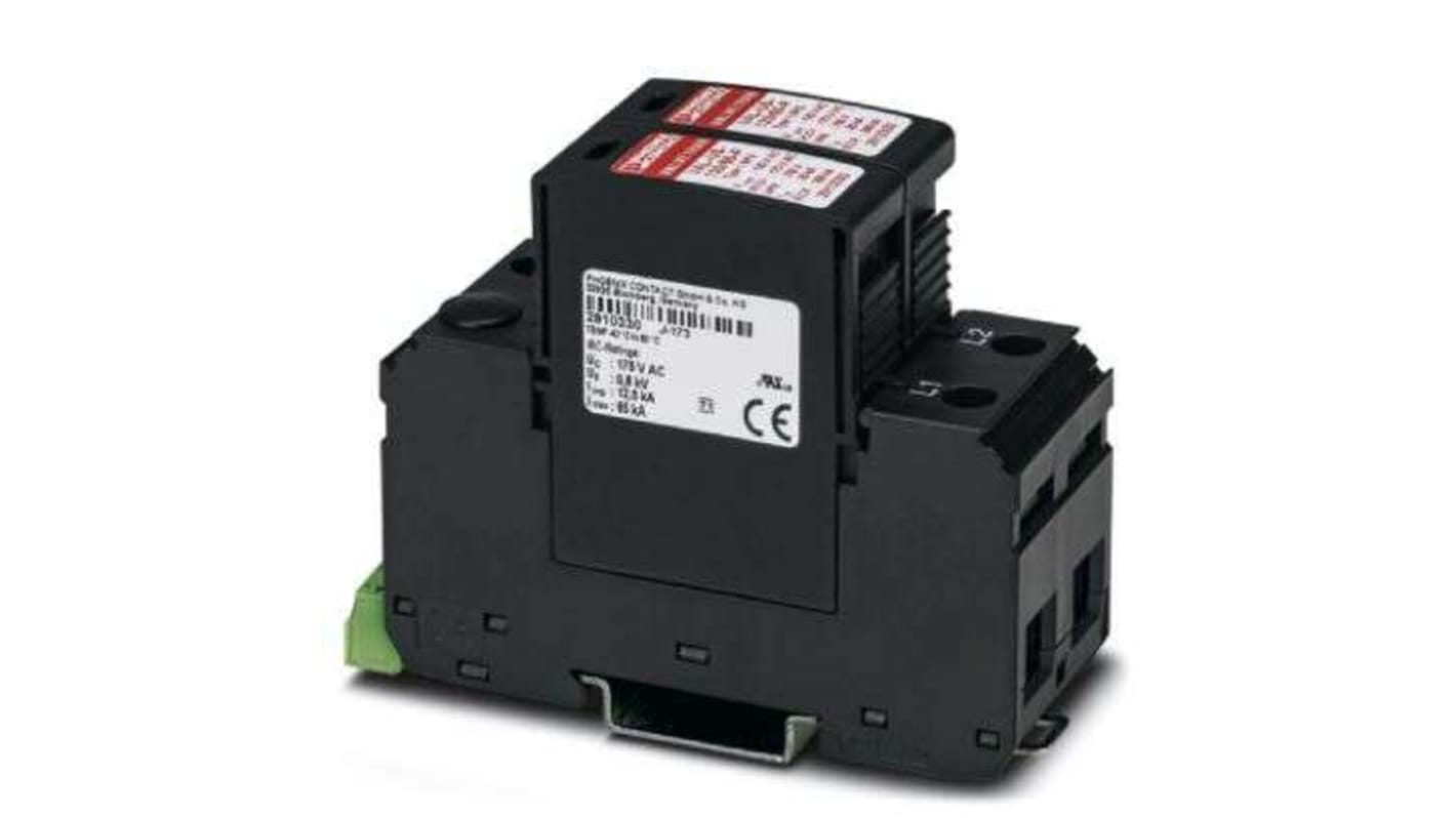 Phoenix Contact, VAL-US-120/65/2+0-FM Surge Suppressor Unit 120/240 V ac Maximum Voltage Rating 65kA Maximum Surge