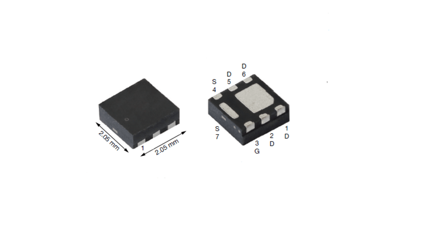 MOSFET Vishay SQA444CEJW-T1_GE3, VDSS 60 V, ID 9 A, PowerPAK SC-70W-6L de 7 pines