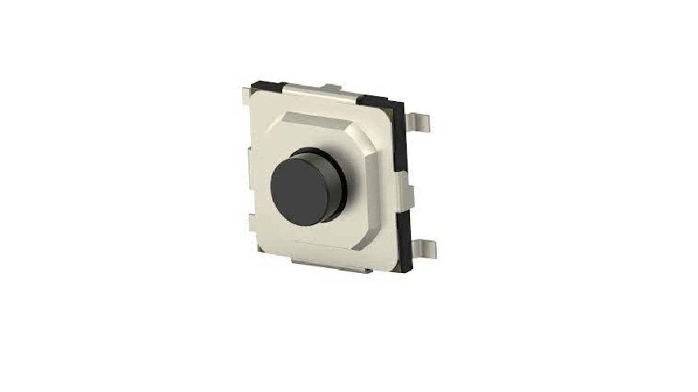 Black Round Button Tactile Switch, SPST 50 mA Surface Mount