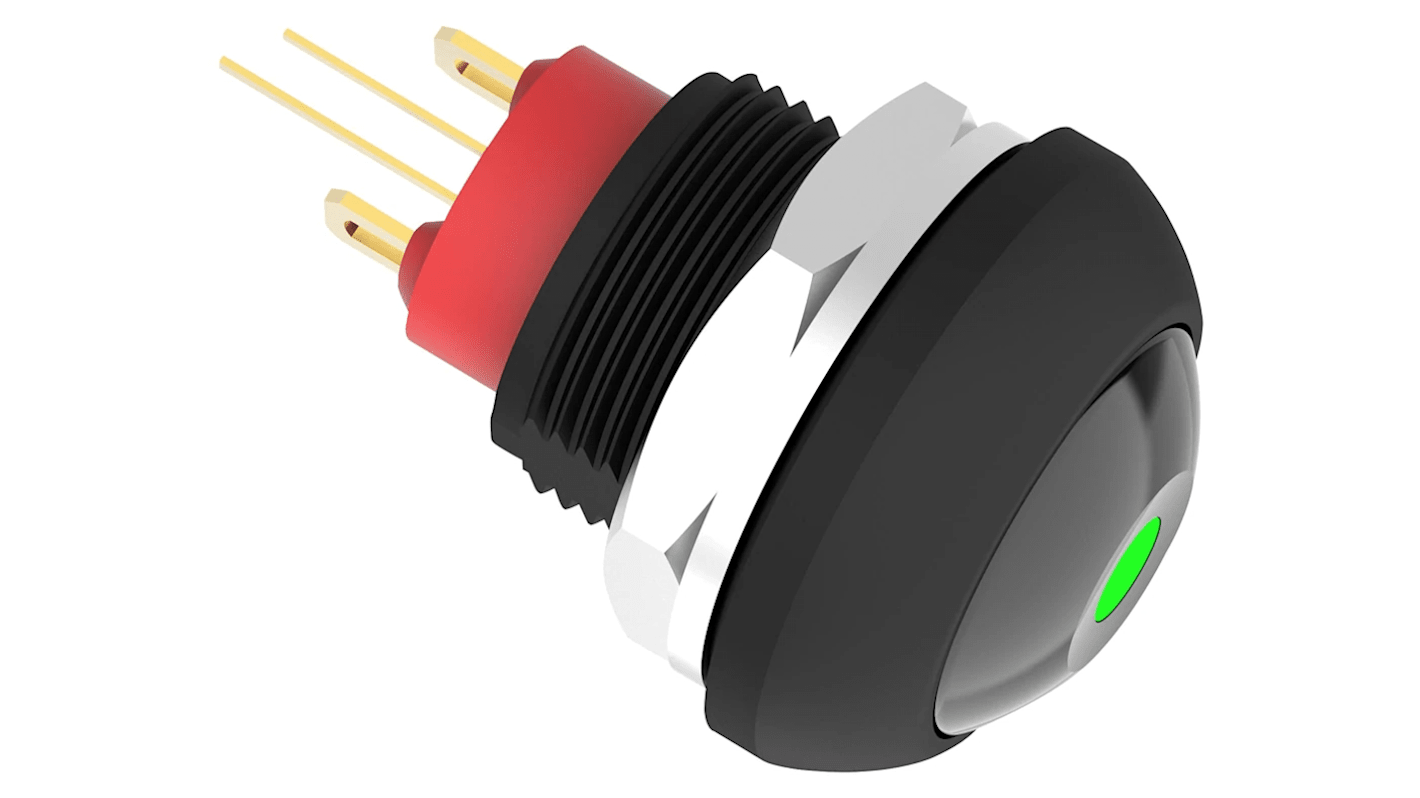 Interruptor de Botón Pulsador TE Connectivity PB6, SPST - NO, (On)-Off, 50 V dc, 125V ac, Montaje en Panel, IP68,