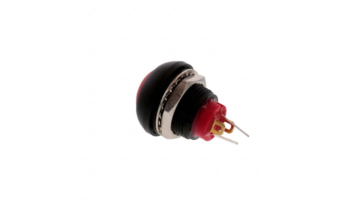 TE Connectivity PB6 Series Illuminated Push Button Switch, (On)-Off, Panel Mount, SPST - NO, Red LED, 50 V dc, 125V ac,