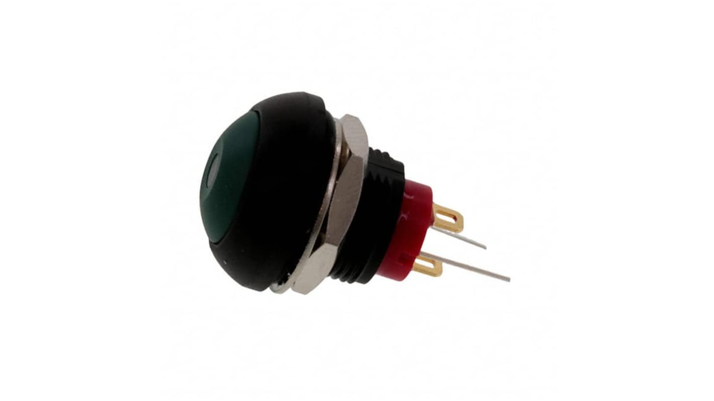 TE Connectivity PB6 Series Illuminated Push Button Switch, (On)-Off, Panel Mount, SPST - NO, Green LED, 50 V dc, 125V