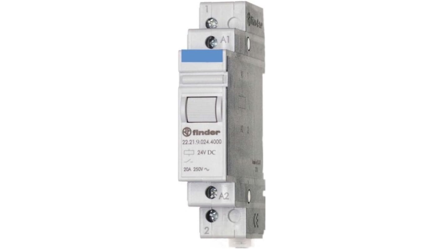 Finder DIN Rail Non-Latching Relay, 12V dc Coil, 20A Switching Current, SPST