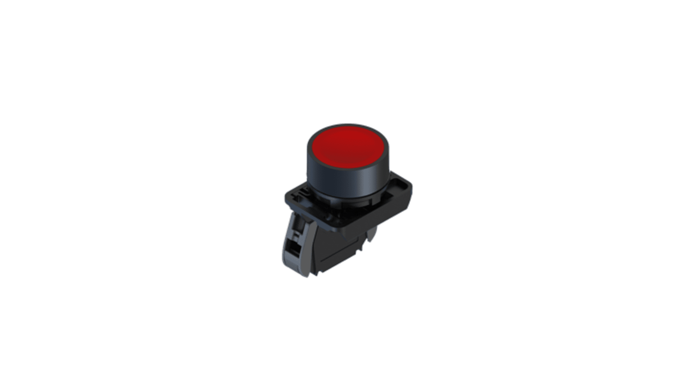 Unidad completa de botón pulsador RS PRO, color de botón Rojo, SPST, , 24V