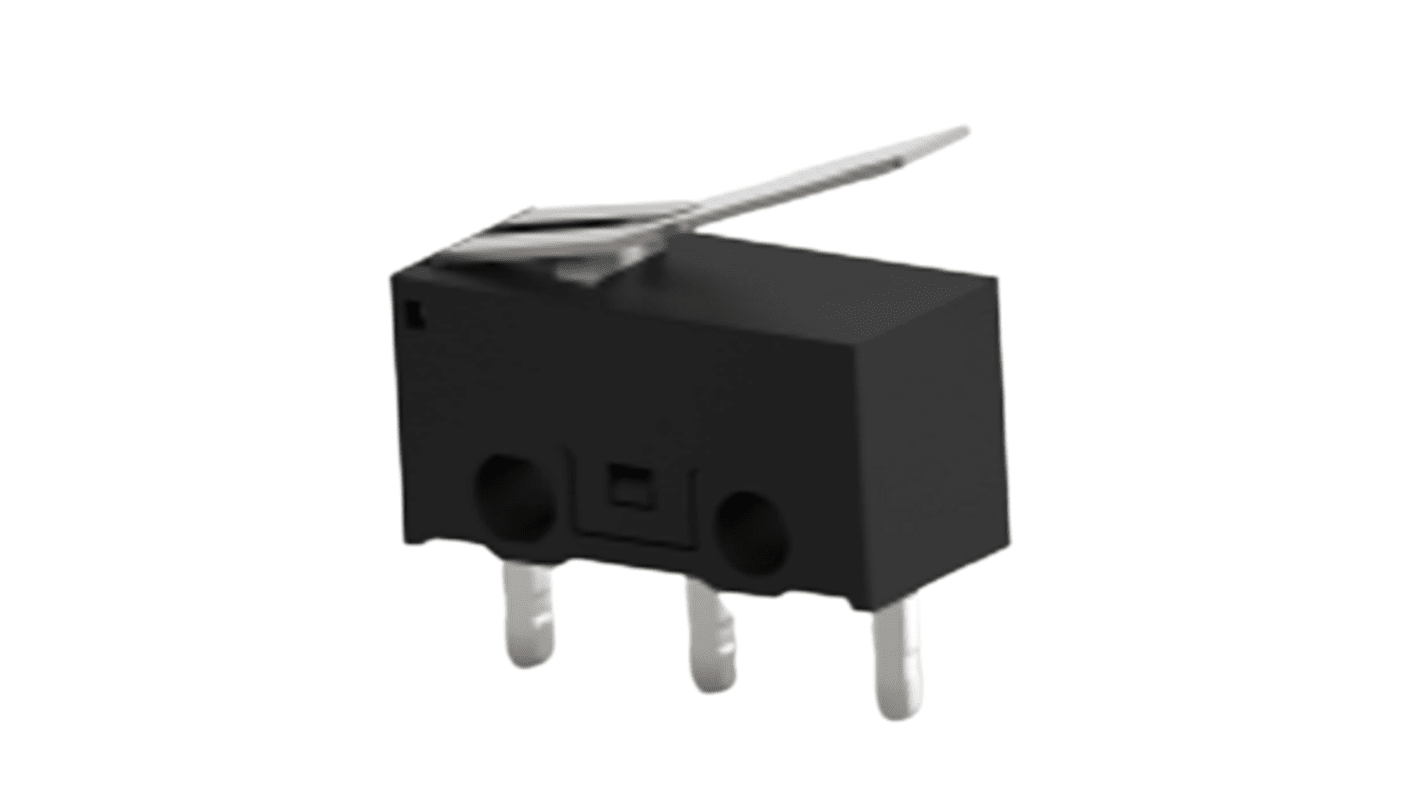 Microinterruttore con attivazione a scatto, TE Connectivity, SPDT, 0,1 A a 30 V c.c., per PCB