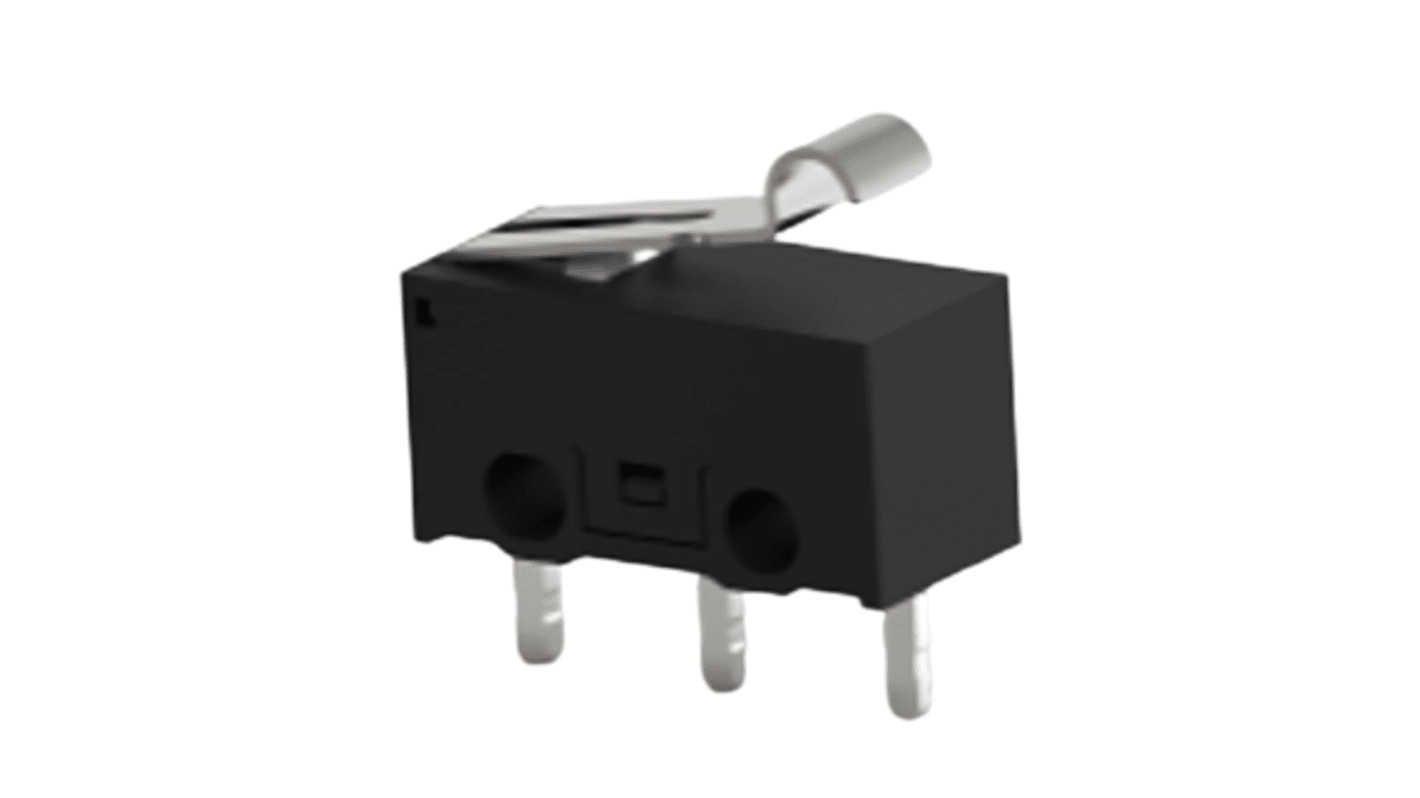 TE Connectivity Sprungkontakt-Mikroschalter Rollen-Betätiger PCB, 0,1 A bei 30 V DC, Einpoliger Wechselschalter (SPDT)